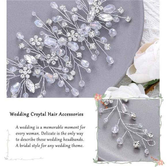 Unicra Bride Flower Hair Vine Crystal Bridal Hair Piece Rhinestone Party Hair main image 5